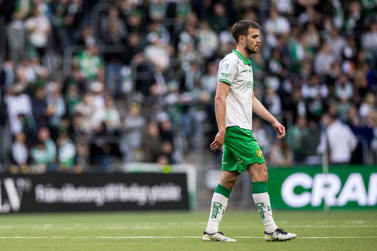 Hammarbys Pavle Vagic deppar i halvtid av fotbollsmatchen i
