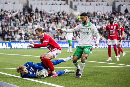 Hammarbys Abdelrahman Boudah Saidi mot Degerfors målvakt