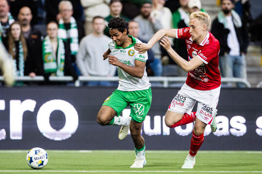 Hammarbys Jonathan Karlsson och Degerfors Alexander Hedén
