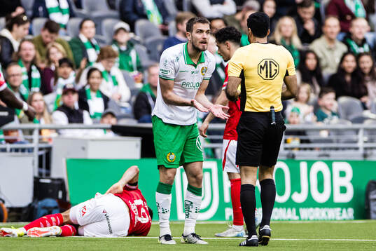 Hammarbys Pavle Vagic och domare Mohammed Al-Hakim