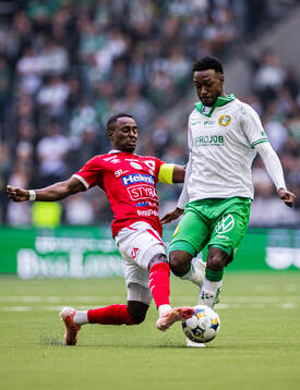 Degerfors Nahom Netabay och Hammarbys Shaquille Pinas