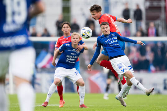 Helsingborgs Lukas Kjellnäs och Trelleborgs Eren Alievski