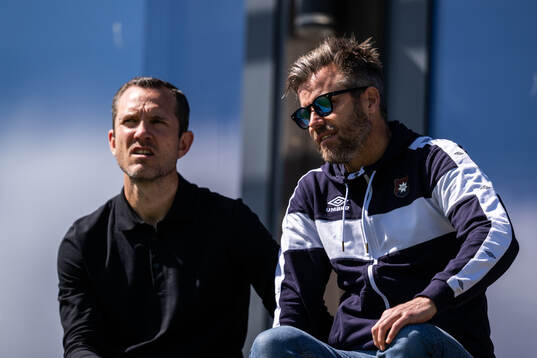 Häckens fotbollschef Martin Ericsson och Örgrytes