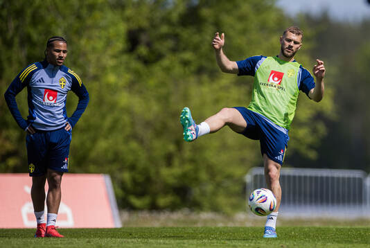 Momodou Sonko and Jesper Karlström of the Swedish men's