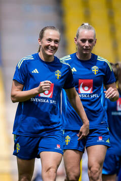 Magdalena Eriksson and Stina Blackstenius of the Swedish