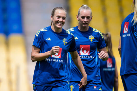 Magdalena Eriksson and Stina Blackstenius of the Swedish