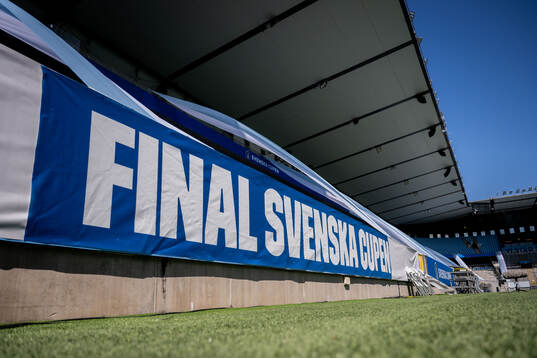 Svenska Cupen banderoll på Eleda Stadion