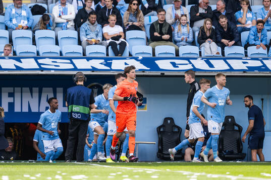 Malmö FFs målvakt Melker Ellborg och Anders Christiansen