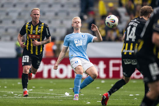 Häckens Mikkel Rygaard Jensen och Malmö FFs Otto Rosengren