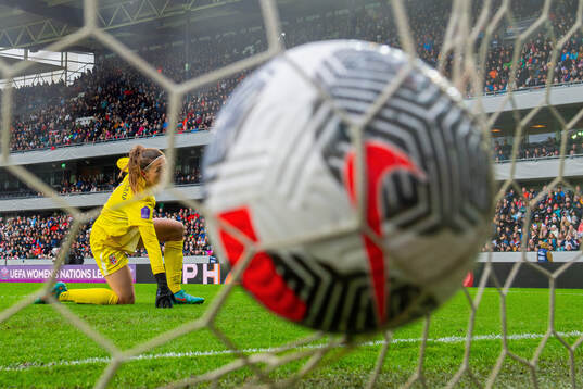Goalkeeper Cecilie Fiskerstrand of Norway lets in the 0-1