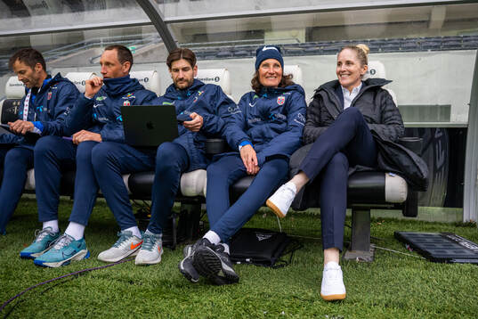 Assistant coach Terje Skjeldestad, analyst Simon Hansen,