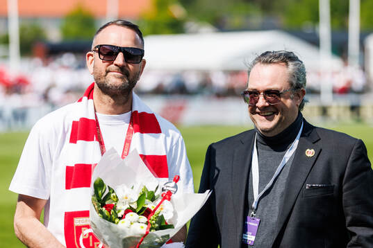Degerfors klubbchef Joakim Ekblom och före detta