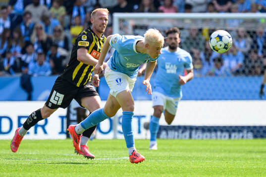 Häckens Mikkel Rygaard Jensen och Malmö FFs Otto Rosengren