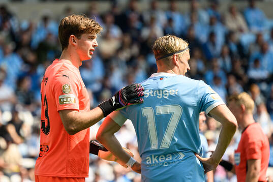 Malmö FFs målvakt Melker Ellborg och Jens Stryger Larsen