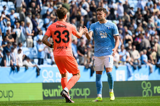 Malmö FFs Melker Ellborg och Colin Rösler jublar