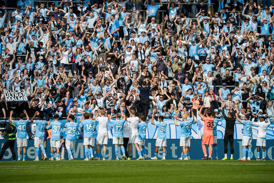 Malmö FFs spelare och supportrar jublar
