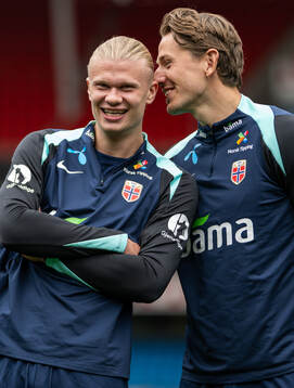 Erling Braut Haaland and Sander Berge of the Norwegian