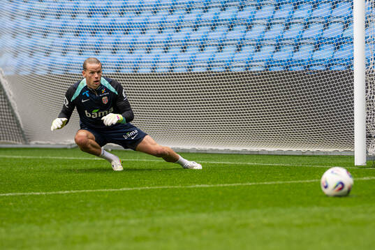 Goalkeeper Ørjan Håskjold Nyland of the Norwegian