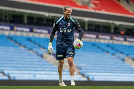 Goalkeeper Ørjan Håskjold Nyland of the Norwegian