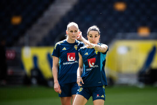 Kosovare Asllani and Stina Blackstenius of the Swedish