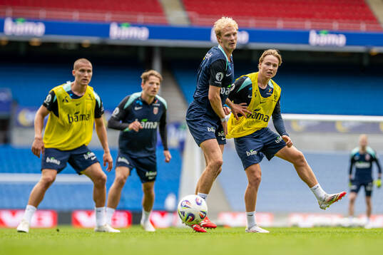 Morten Thorsby and Andreas Schjelderup of the Norwegian