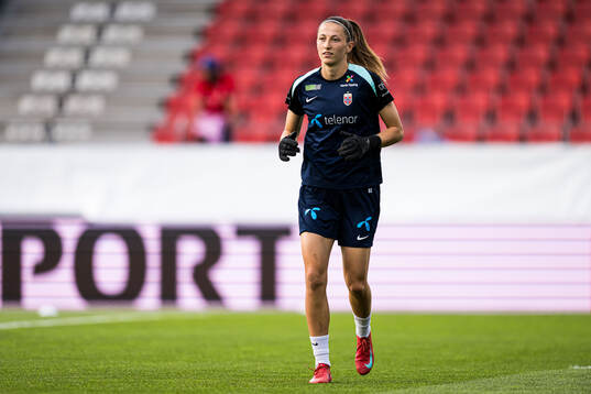 Goalkeeper Cecilie Fiskerstrand of Norway warms up