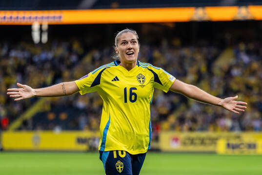 Filippa Angeldahl of Sweden celebrates