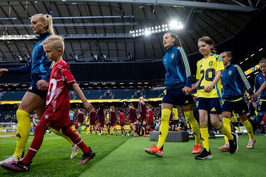 Stina Blackstenius and Nathalie Björn of Sweden with