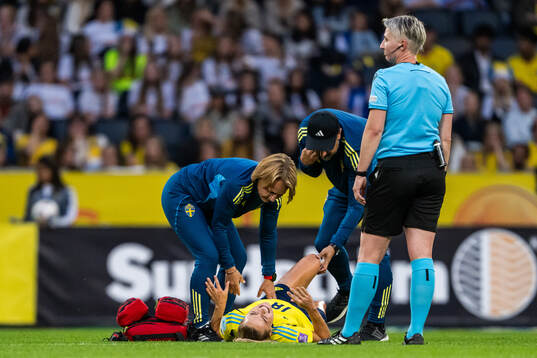 Fridolina Rolfö of Sweden in pain