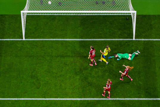 Goalkeeper Maja Bay Østergaard of Denmark looks dejected