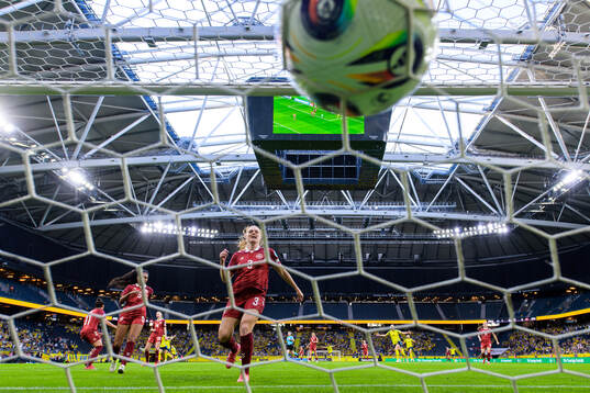 Stine Ballisager of Denmark see the 2-0 goal get in