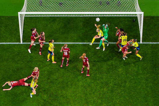Stina Blackstenius of Sweden in action against goalkeeper