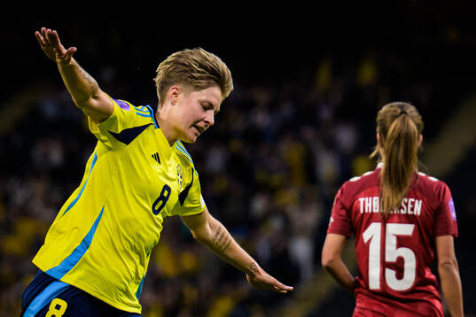 Lina Hurtig of Sweden celebrates