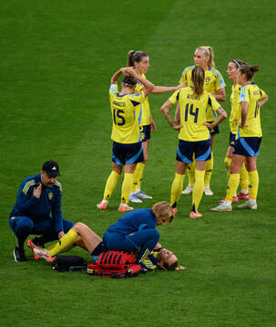 Fridolina Rolfö of Sweden in pain
