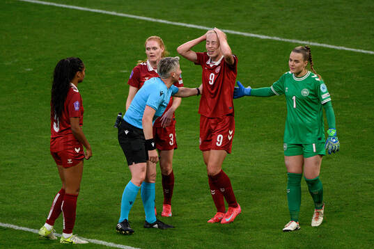 Amalie Vangsgaard of Denmark in pain