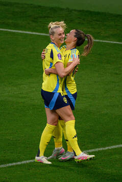 Stina Blackstenius and Johanna Rytting Kaneryd of Sweden