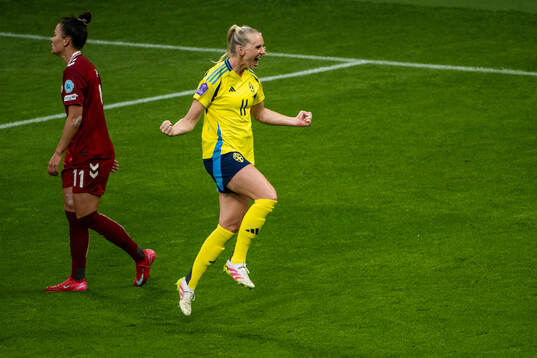 Katrine Veje of Denmark looks dejected while Stina