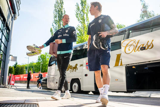 Goalkeeper Ørjan Håskjold Nyland and Patrick Berg of the