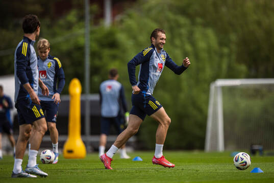 Benjamin Nygren of the Swedish national football team at a