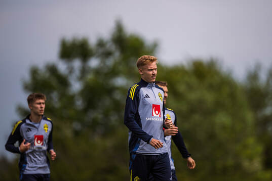 Hugo Larsson of the Swedish national football team at a
