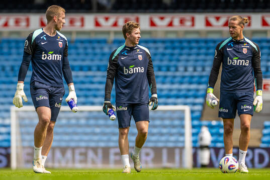 Goalkeepers Egil Selvik, Mathias Dyngeland and Ørjan