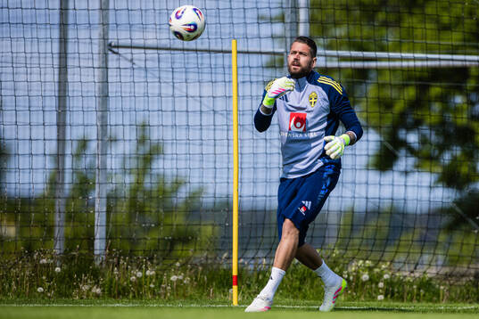 Goalkeeper Kristoffer Nordfeldt of the Swedish men's