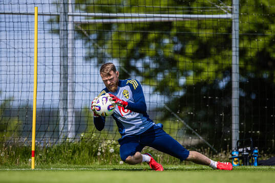 Goalkeeper Viktor Johansson of the Swedish men's national