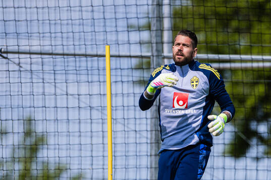 Goalkeeper Kristoffer Nordfeldt of the Swedish men's