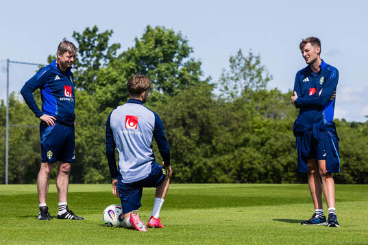 Head coach Jon Dahl Tomasson, Anton Saletros and analyst