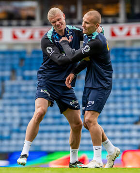 Erling Braut Haaland and Leo Østigård of the Norwegian