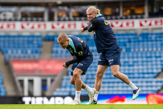 Leo Østigård and Erling Braut Haaland of the Norwegian