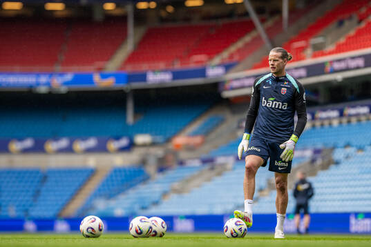 Goalkeeper Ørjan Håskjold Nyland of the Norwegian