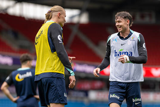 Erling Braut Haaland and Jørgen Strand Larsen of the