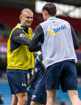 Erling Braut Haaland and Jørgen Strand Larsen of the